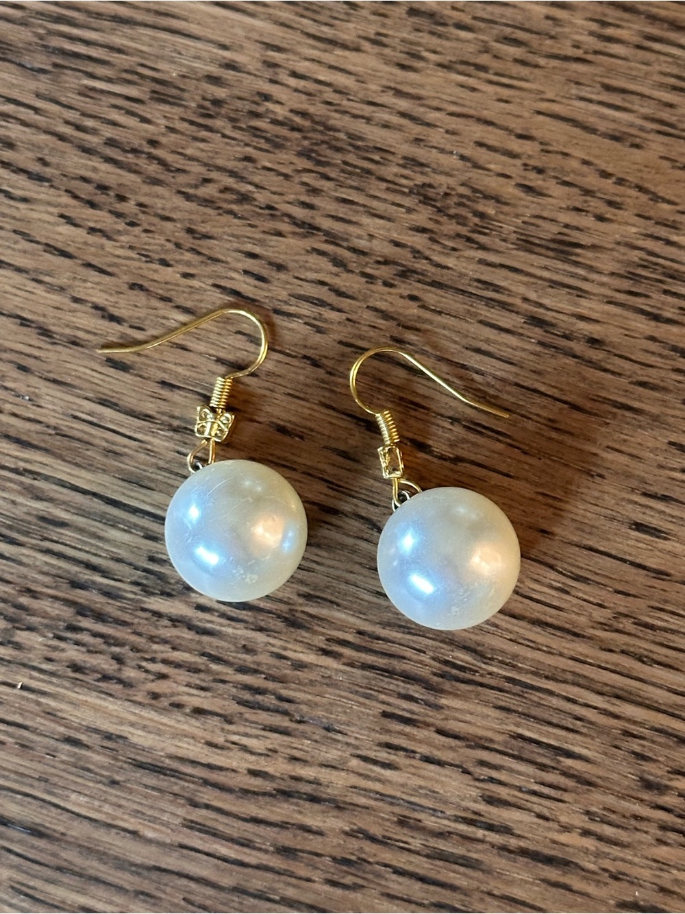 Fun 15 mm Faux Pearl Drop Earrings Gold-Tone Hooks